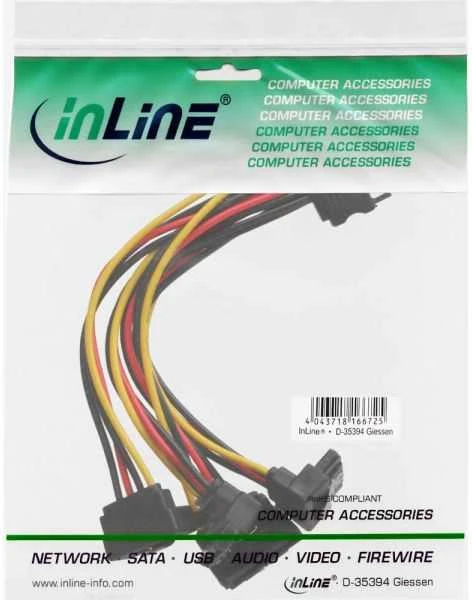 InLine SATA 15 kontaktų – SATA 15 kontaktų x4, 0,15 m, daugiaspalvis (29683 V)