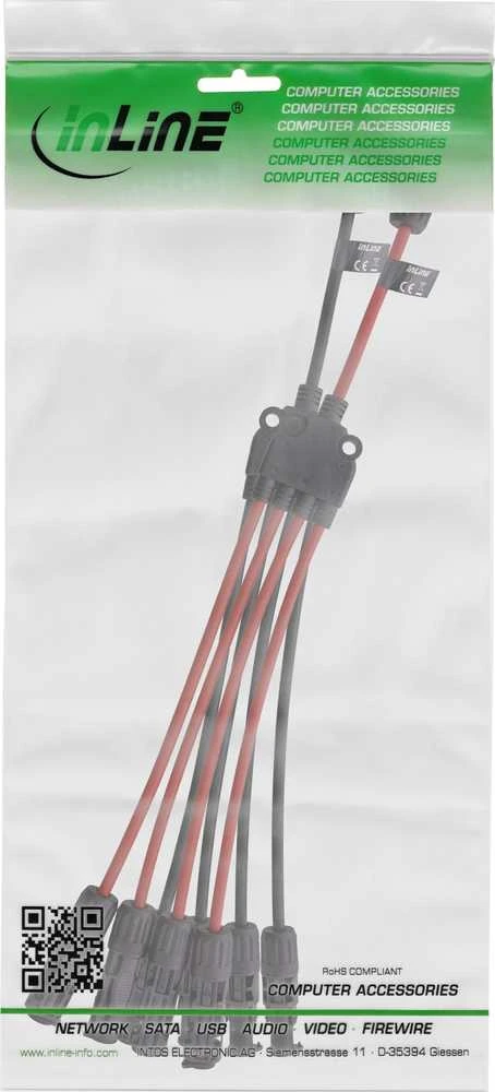InLine® Saulės kabelio 4 krypčių paskirstymo rinkinys juodas/raudonas 0,42 m