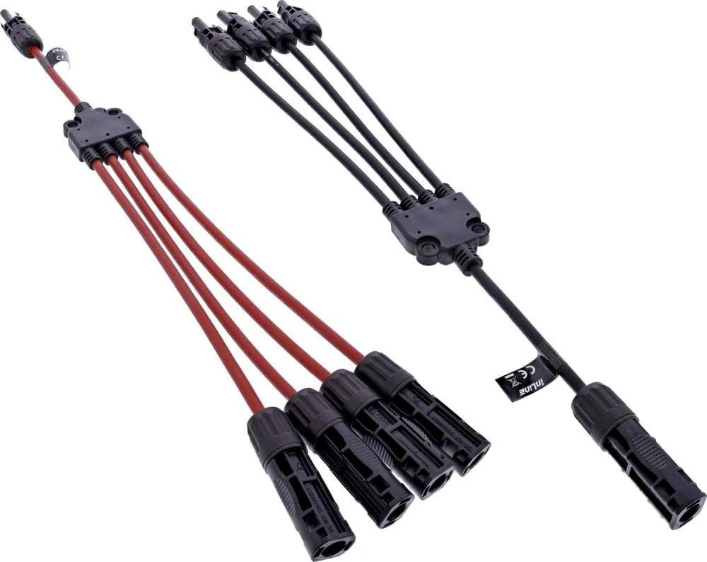 InLine® Saulės kabelio 4 krypčių paskirstymo rinkinys juodas/raudonas 0,42 m