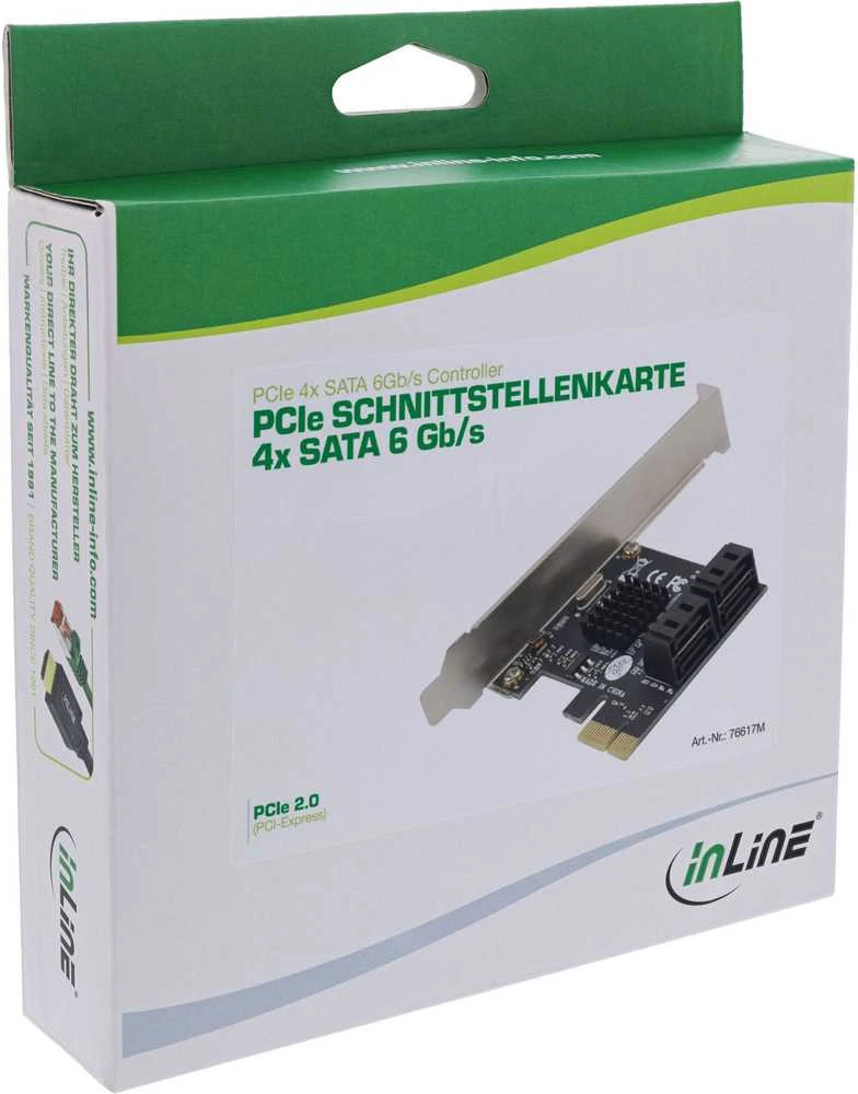 InLine® Sąsajos plokštė, 4x SATA 6Gb/s, PCIe 2.0, Hot Swap, NCQ