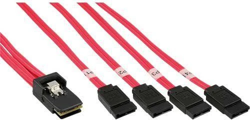 InLine SFF 8087 – SATA x4, 0,75m, Raudona (27610)