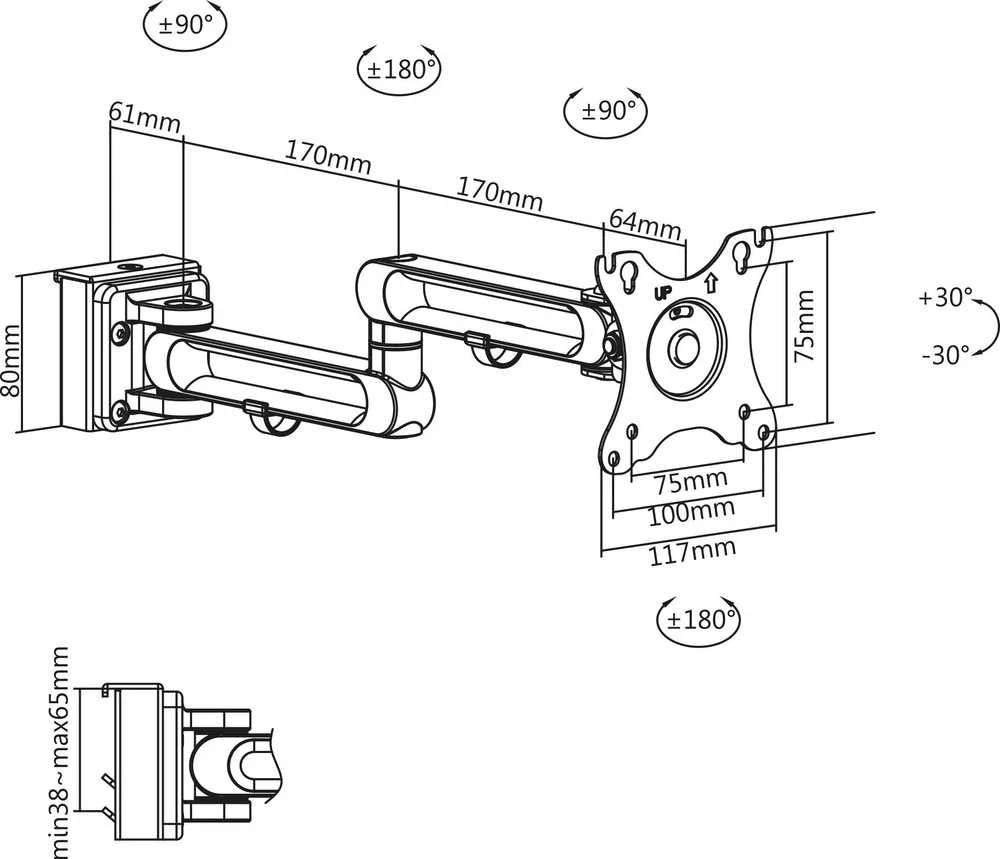 InLine sieninis laikiklis monitoriui 17" - 32" (23183B)