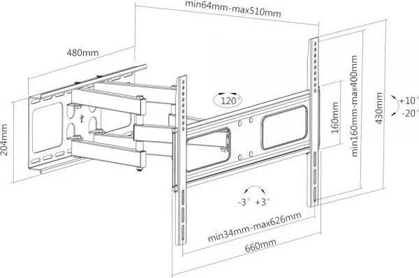 Laikiklis InLine Laikiklio siena 21031A 37'' - 70''