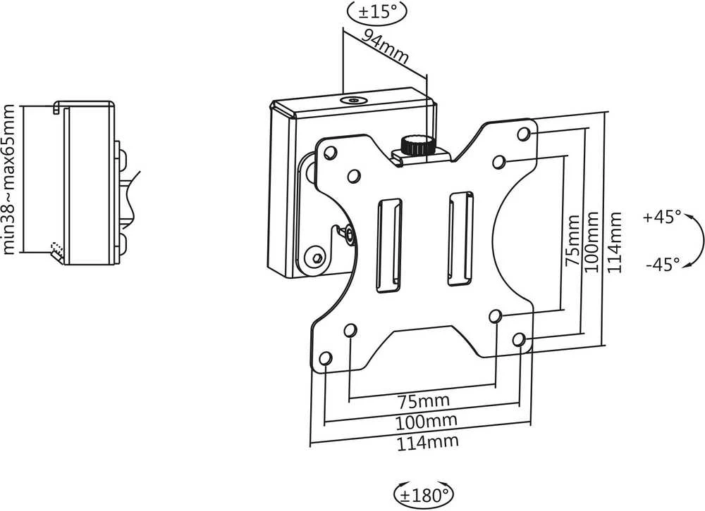 InLine Laikiklis na monitorius Slatwall krótki VESA 75/100 mm Juodas (23183A)