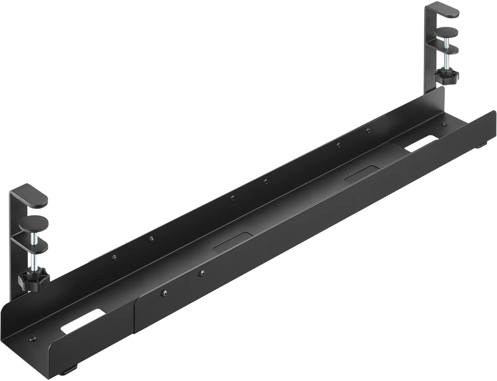 „InLine®“ universalus kabelio kreipiamasis bėgelis, 3 lygiai, 80/100/120 cm, montavimui po stalu, su varžtiniais spaustukais, juodas