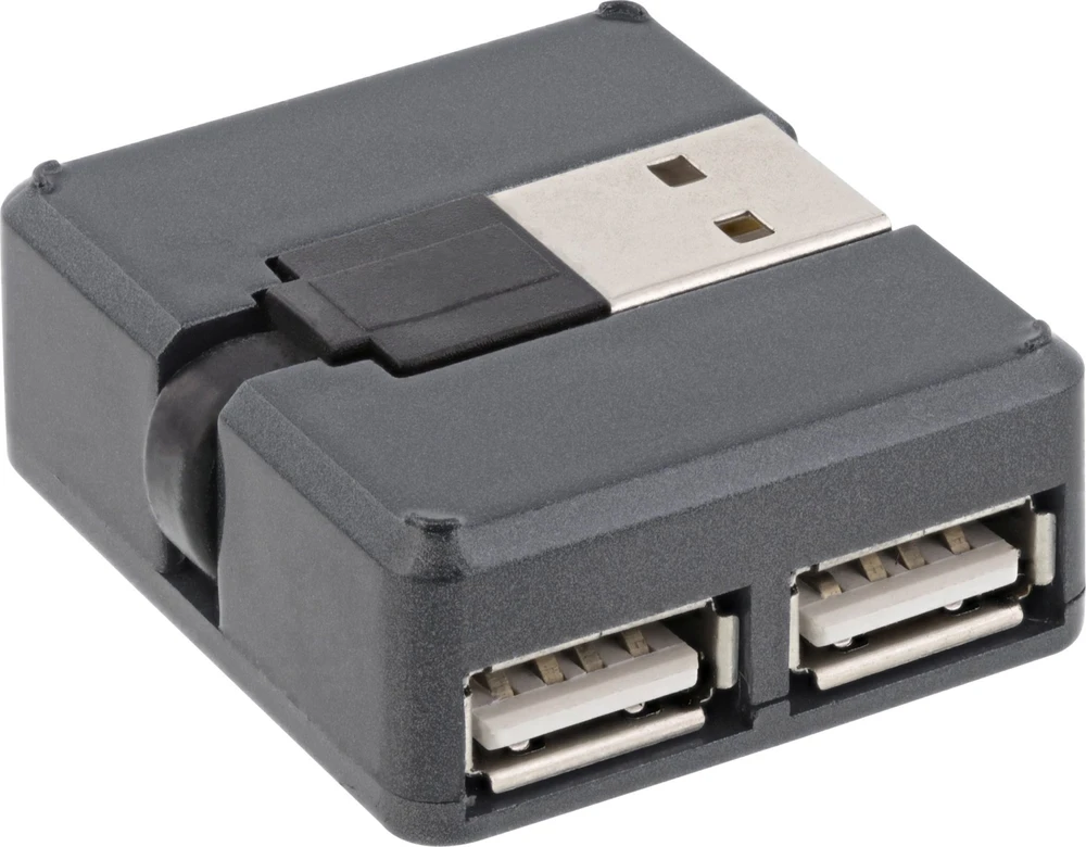 InLine® USB 2.0 4 prievadų šakotuvas, USB-A kištukas iki 4x USB-A lizdas, juodas, 4 cm, plonas dizainas