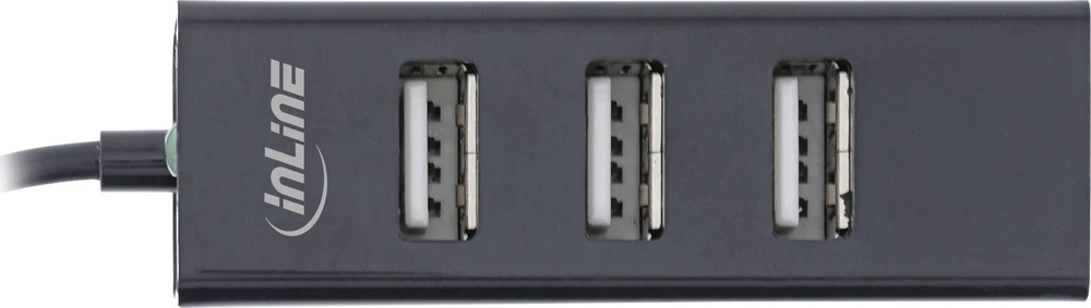 InLine® USB 2.0, 4 prievadų šakotuvas, USB-C kištukas iki 4x USB-A lizdas, juodas, 15 cm, plonas dizainas