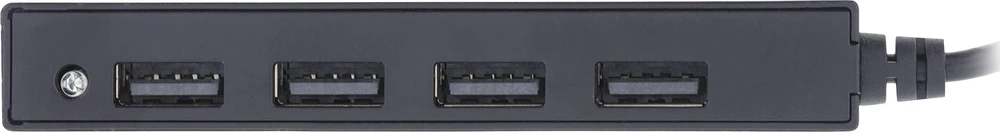 InLine® USB 2.0 HUB, 4 prievadai, USB-A kištukas iki 4x USB-A lizdas, juodas, 15 cm, plonas dizainas