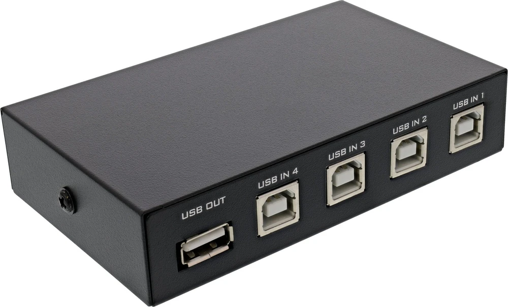 InLine® USB 2.0 jungiklio vadovas, USB-A įrenginys prie 4 kompiuterių