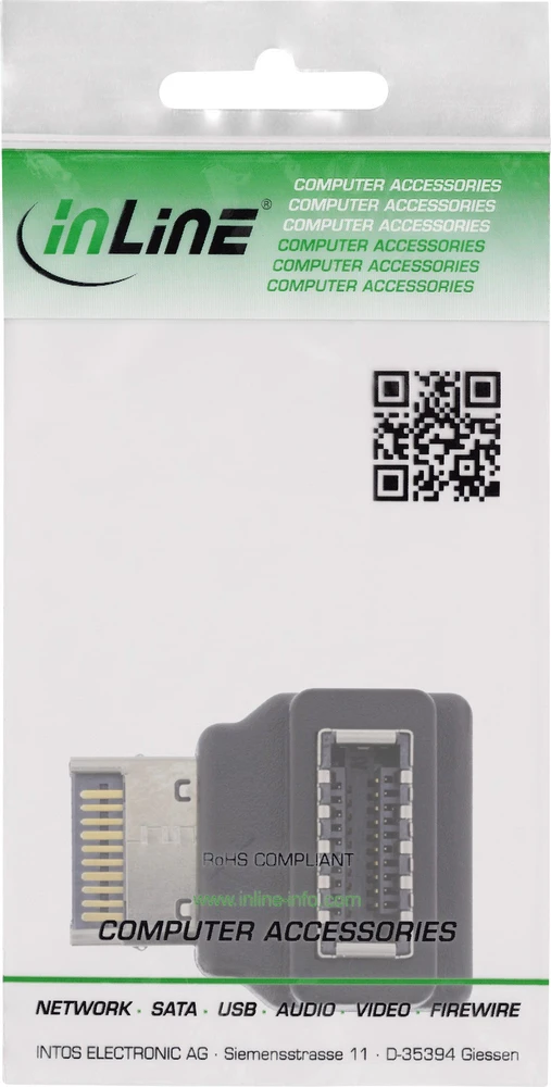 InLine USB 3.2 adapteris 90 laipsnių kampu pakuotėje
