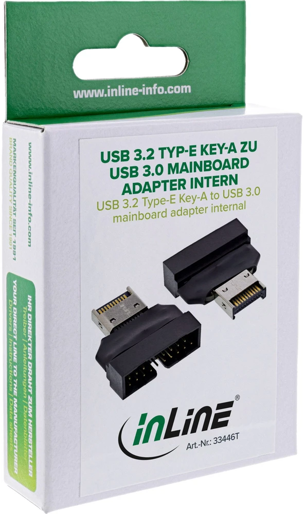 InLine USB 3.2 Typ-E Key-A į USB 3.0 pagrindinės plokštės adapteris intern