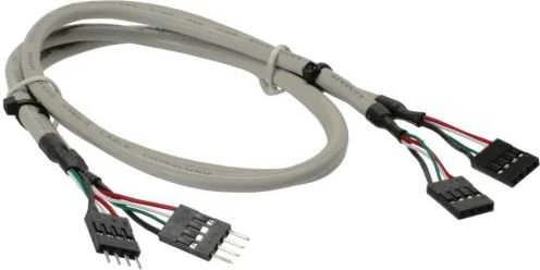 Inline Įmontuotas vidinis USB 2.0 prailginimo kabelis, 2 x 30 cm