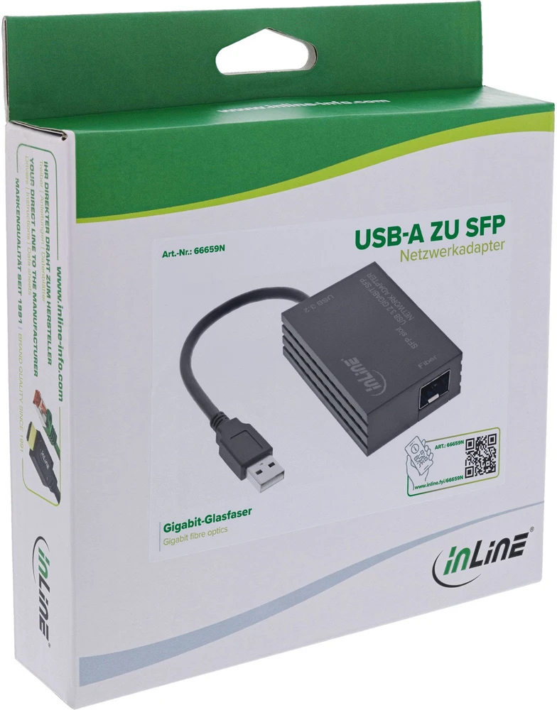 InLine USB-A į SFP Gigabit tinklo adapteris (10/100/1000 Mb/s)