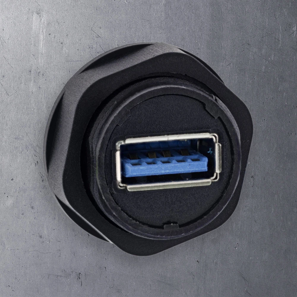 InLine USB-A kabelio jungtis trumpa IP68 2x USB-A lizdas ekranuotas