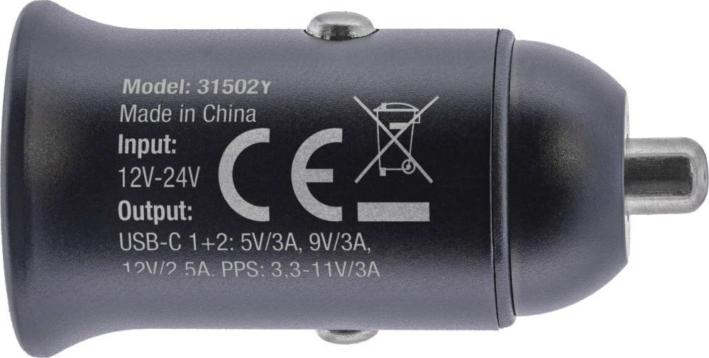 InLine® USB automobilinio įkroviklio maitinimo adapterio maitinimo tiekimas, 2x USB Type-C, juodas