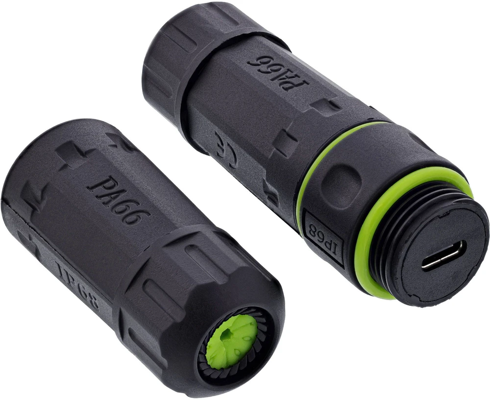 InLine USB-C kabelio jungtis IP68 2x USB-C lizdas ekranuotas M20