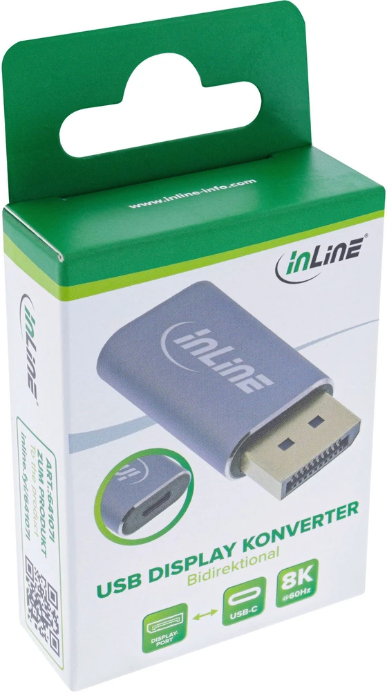 InLine USB ekrano konverteris DisplayPort į USB-C dvikryptis 8K