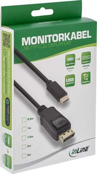 Kabelis USB InLine USB-C - DisplayPort 2 m Juodas (64122)