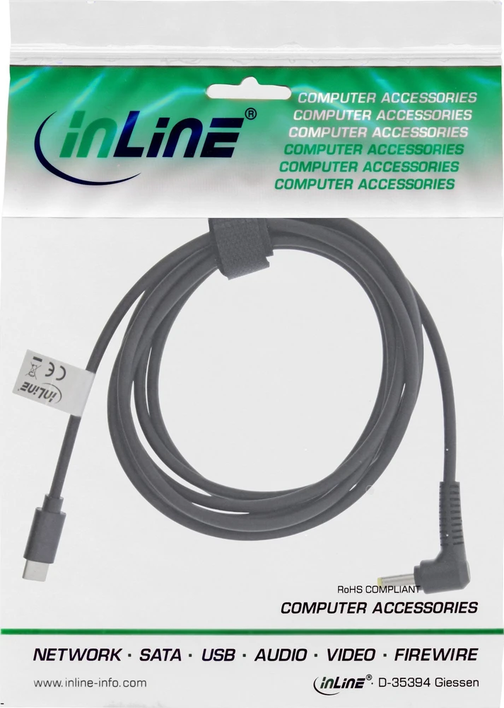 Inline USB laidas USB-C - DC 4 x 1,7 mm 2 m, juodas (26675)