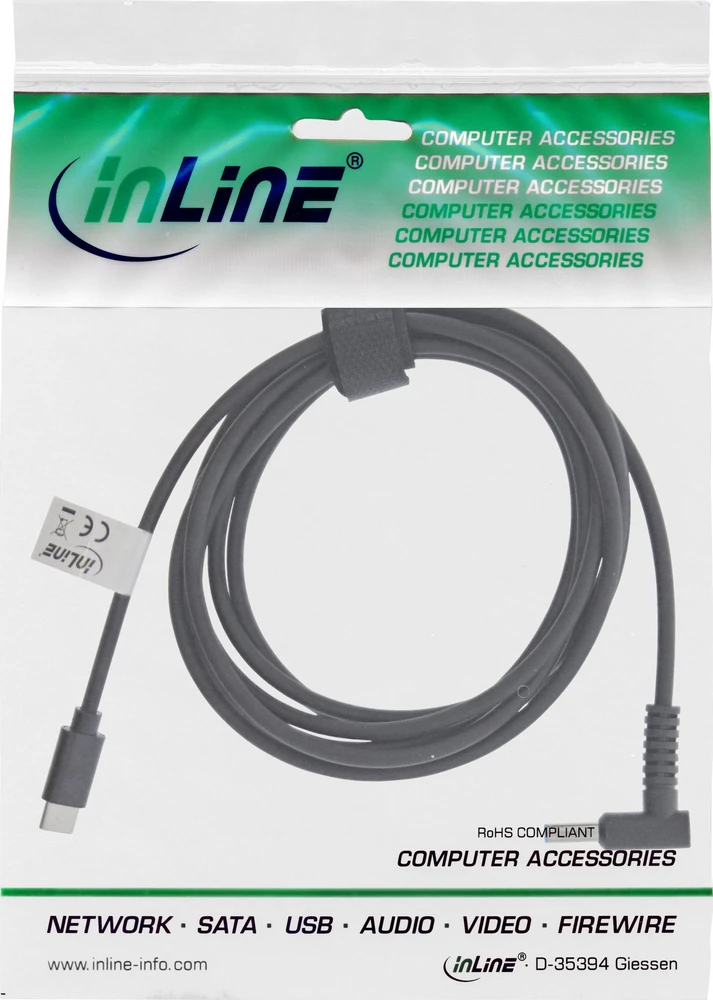 Inline USB laidas USB-C - DC 4,5 x 3,0 mm 2 m, juodas (26674)