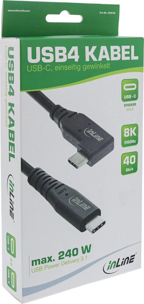 Inline USB laidas USB-C - USB-C 0,5 m, juodas (35916I)