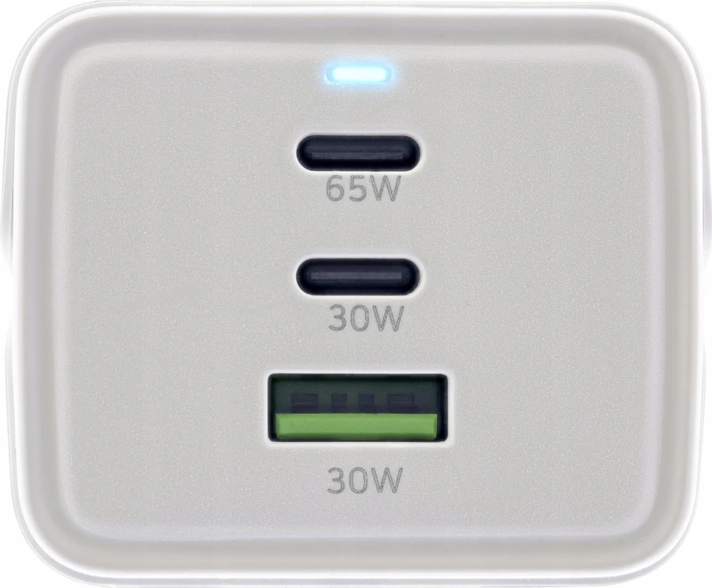 InLine® USB maitinimo šaltinis, 65 W įkroviklis, 2x USB-C + 1x USB-A, su apsauginiu lizdu ir 1,5 m laidu, PD3.0 PPS GaN, balta