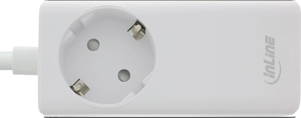 InLine® USB maitinimo šaltinis, 65 W įkroviklis, 2x USB-C + 1x USB-A, su apsauginiu lizdu ir 1,5 m laidu, PD3.0 PPS GaN, balta