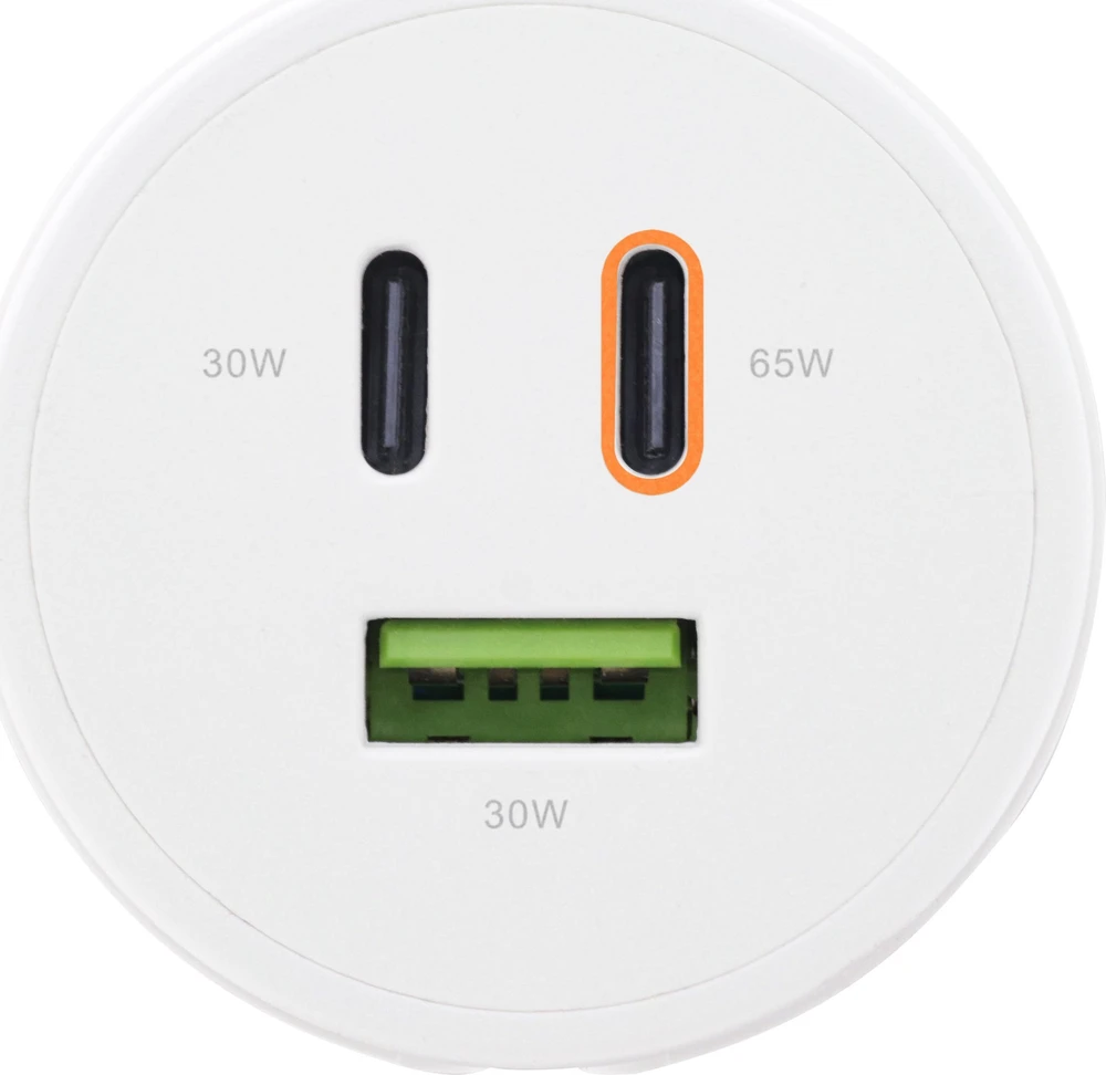 InLine® USB PD maitinimo šaltinis, GaN įkroviklis, 3 prievadų, dvigubas USB-C + USB-A, 65 W, baltas