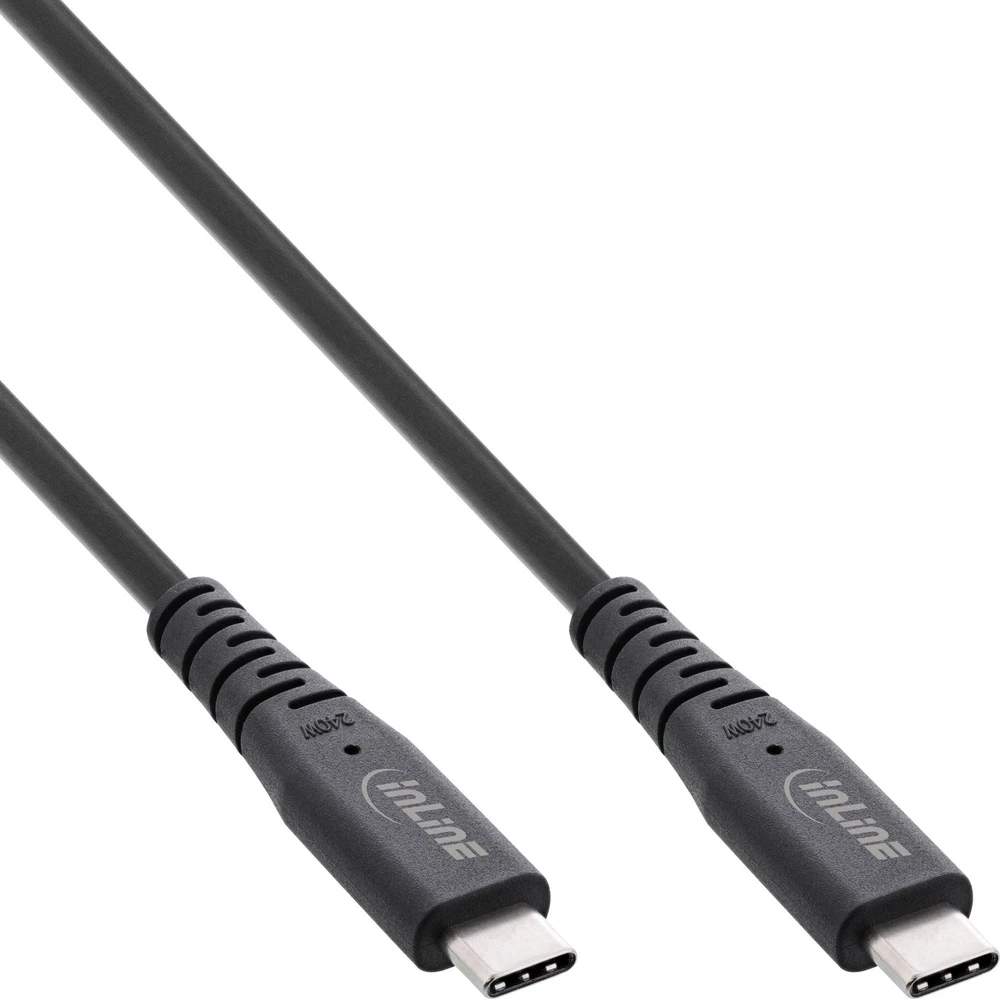 InLine® USB4 kabelis, C tipo USB kištukas/vyras, PD 240W, 8K60Hz, TPE juodas, 2m