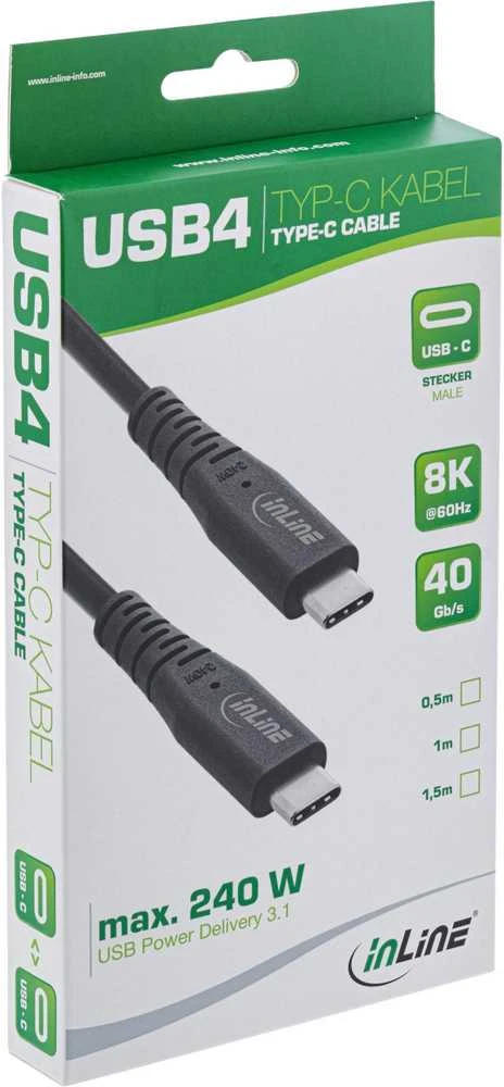 Inline USB laidas USB-C - USB-C 1,5 m, juodas (35904I)