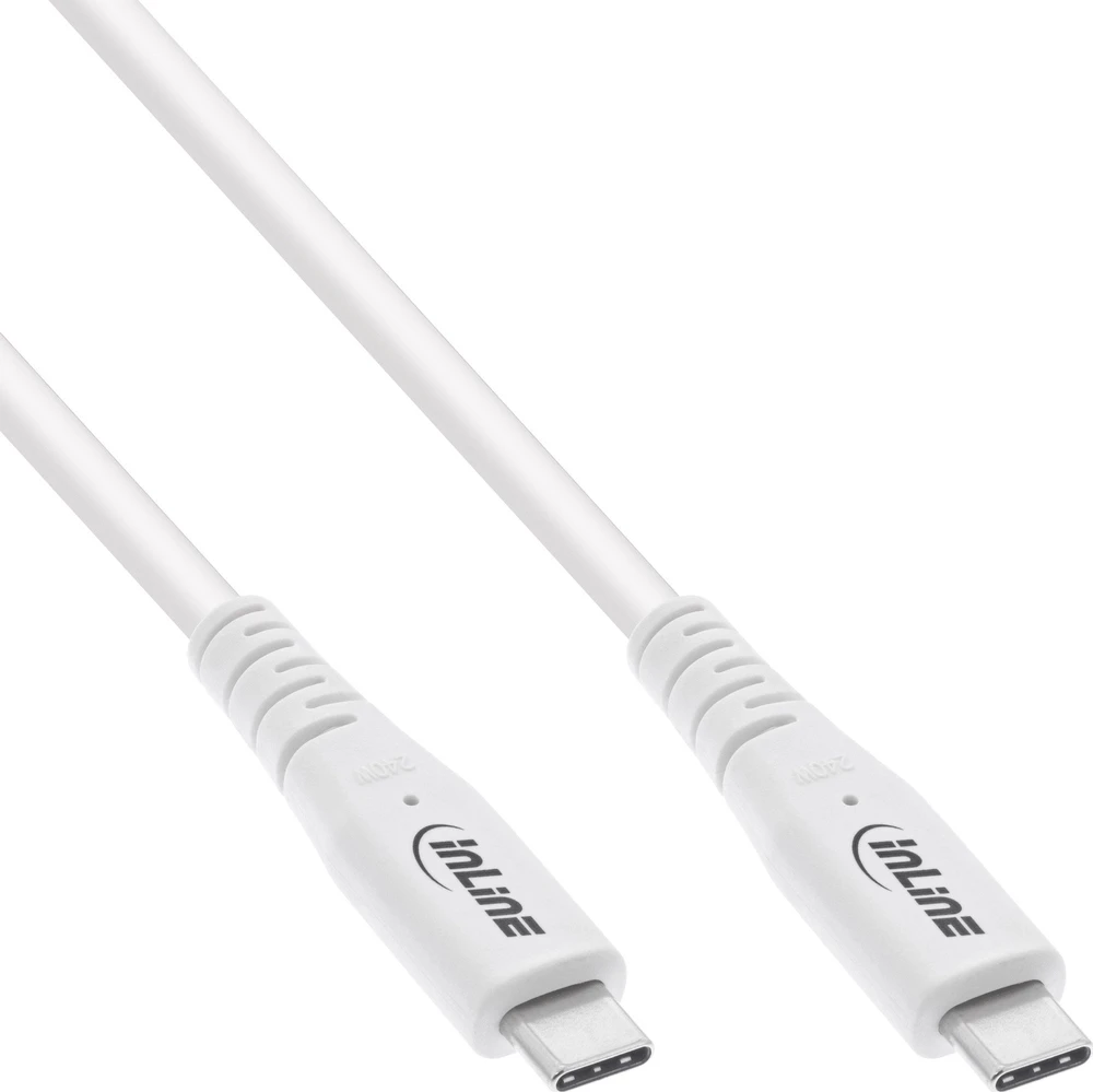 „InLine ®“ USB4 laidas, USB C tipo kištukas/kištukas, PD 240 W, 8K60 Hz, TPE, baltas, 1 m