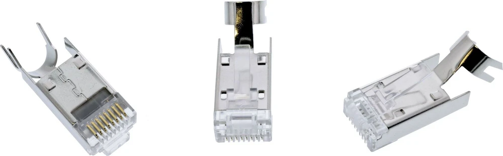 InLine® užspaudžiami kištukai Cat.6A RJ45 ekranuoti, su apsauga nuo lenkimo ir įkišimo kreiptuvu, juodi, 10vnt. pakuotė