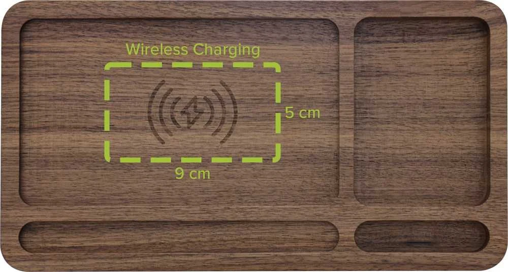 „InLine ® WoodCharge“ dėklas su integruotu „Qi“ įkrovimo paviršiumi iš riešutmedžio