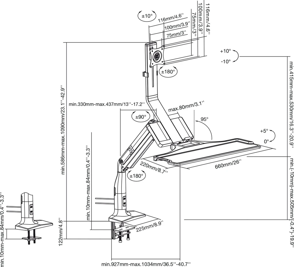 Laikiklis InLine Stacionari stalinė darbo vieta monitoriui - 32'' (23174A)