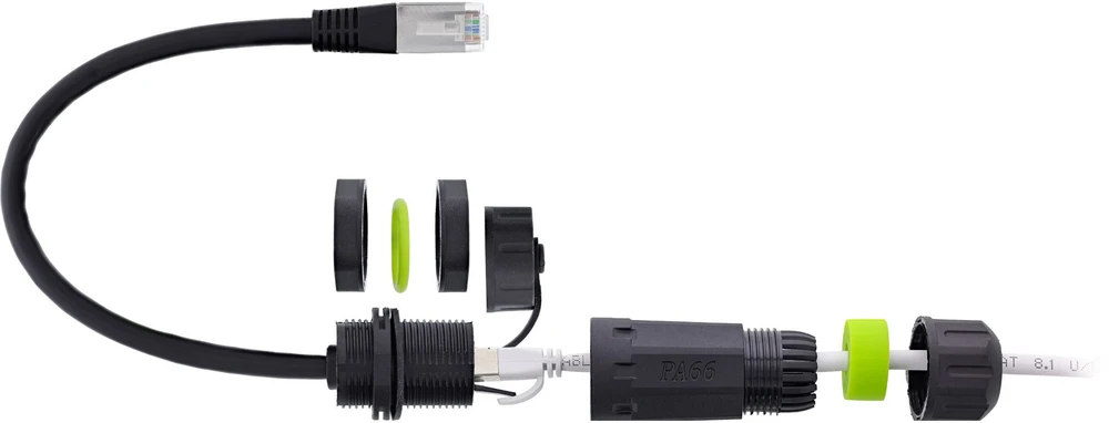 InLine Cat.6A kabelio jungtis IP68 RJ45 lizdas į kištuką 20cm