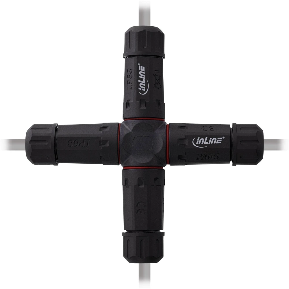 InLine Kabelio jungtis IP68 3 polių 4 krypčių M20 juoda