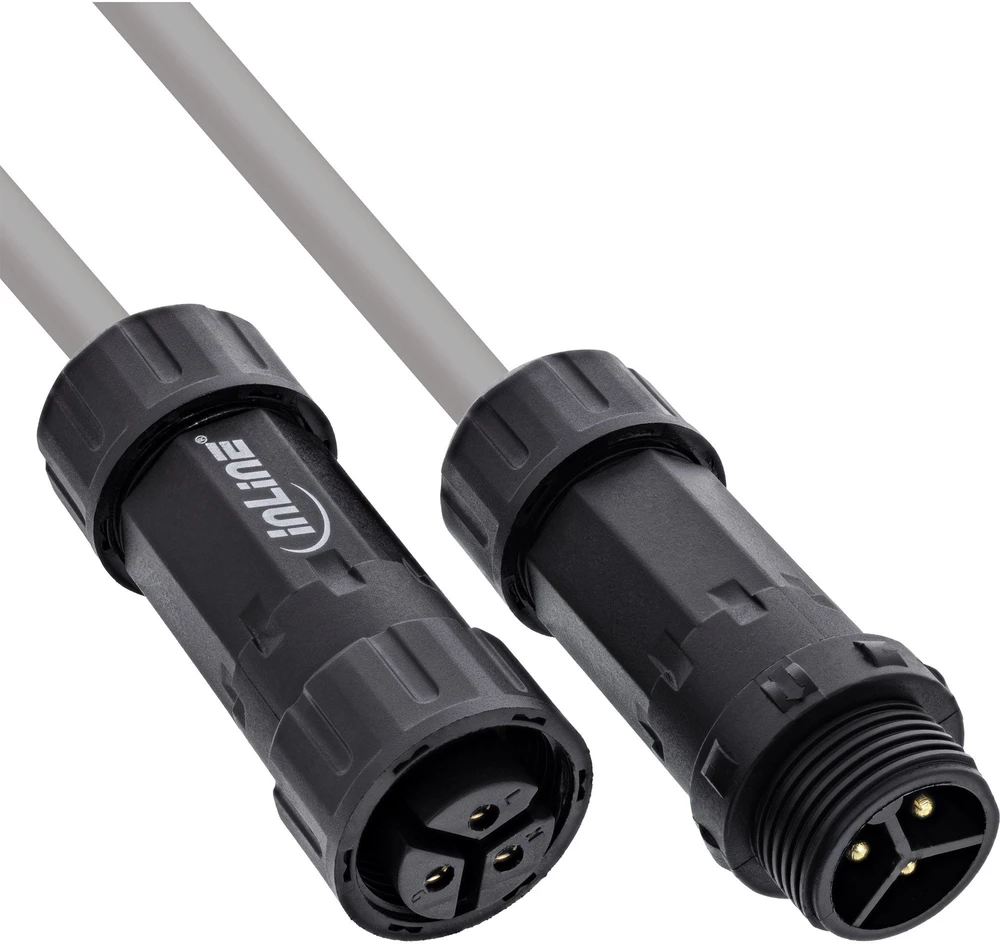 InLine IP68 kabelinė jungtis 3 kontaktų kištukas/lizdas M20 juoda