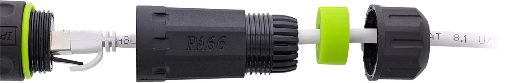 InLine Trumpa kabelinė jungtis Cat.6A IP68 2x RJ45 ekranuotas lizdas