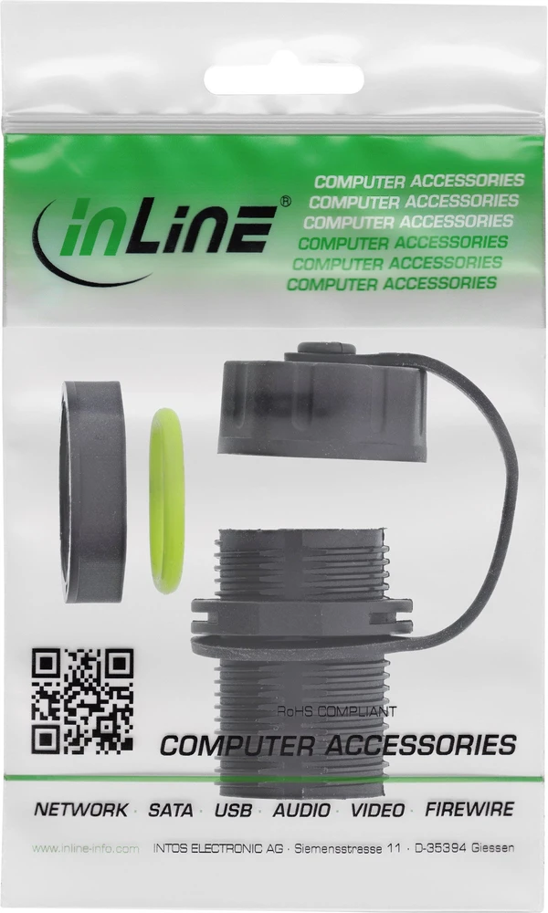 InLine Kabelinė jungtis mini Cat.6A IP68 ekranuota 2x RJ45 lizdas