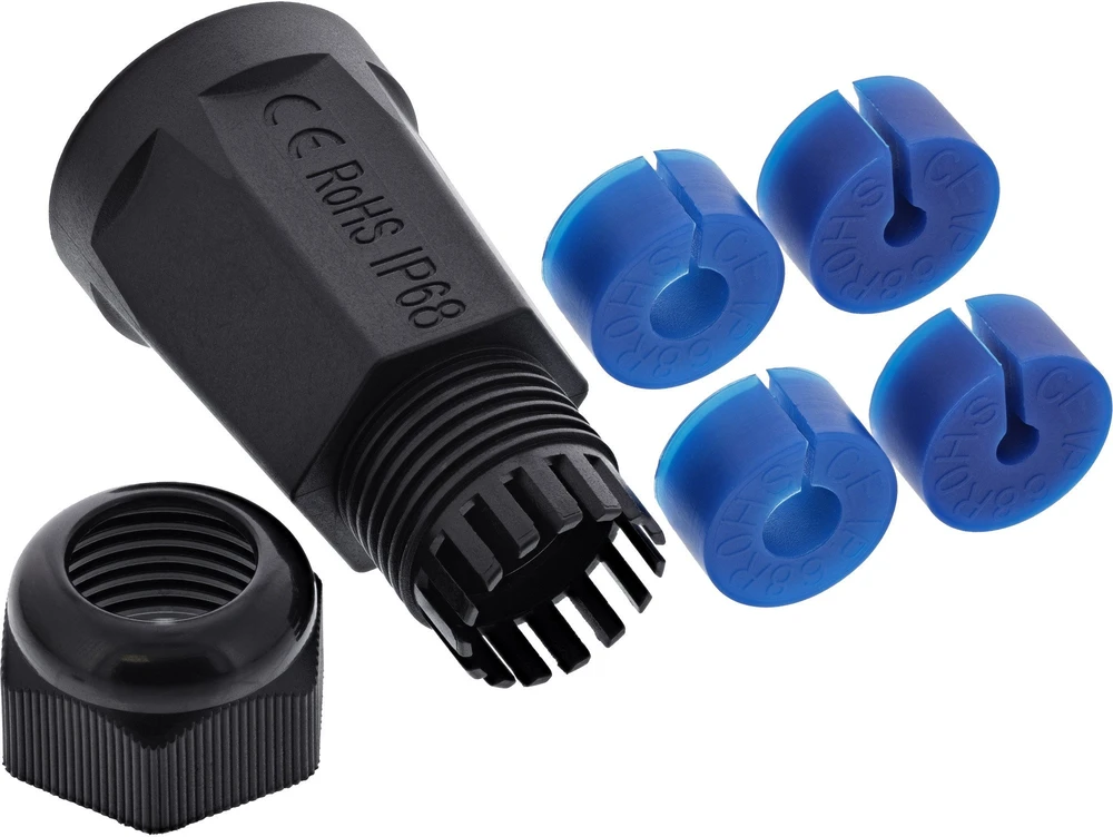 InLine RJ45 Keystone korpuso jungtis IP68 su dangteliu