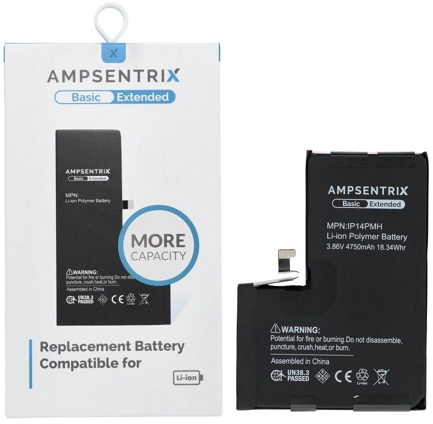 Inne „Oem AmpSentrix Basic“ baterija, skirta „iPhone 14 Pro Max“ (didelės talpos 4750 mAh)