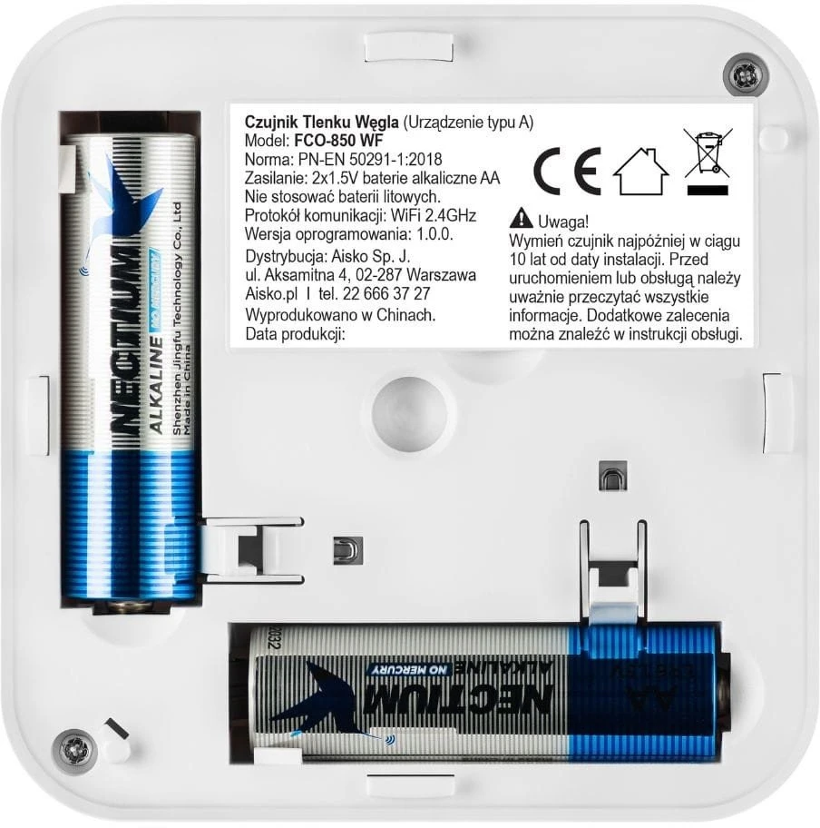 Anglies monoksido jutiklis Firesco FCO-850 WF Wi-Fi Tuya Smart Life