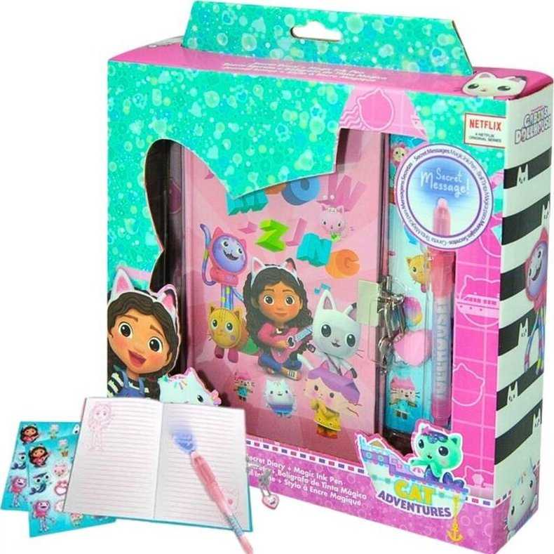 Kids Euroswan Hiszpania „Gabby's Dollhouse“ slaptas dienoraštis su „Magick Ink“ rašikliu