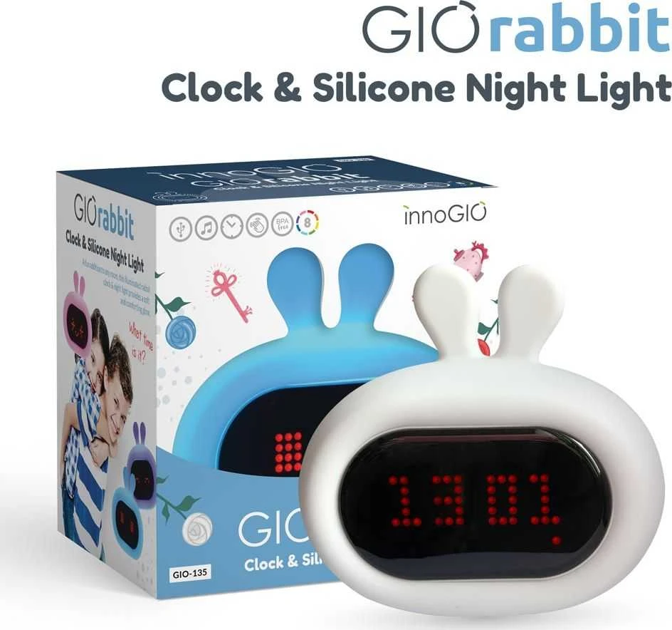 INNOGIO silikoninė naktinė lemputė su skaitmeniniu žadintuvu GIORABBIT, GIO-135