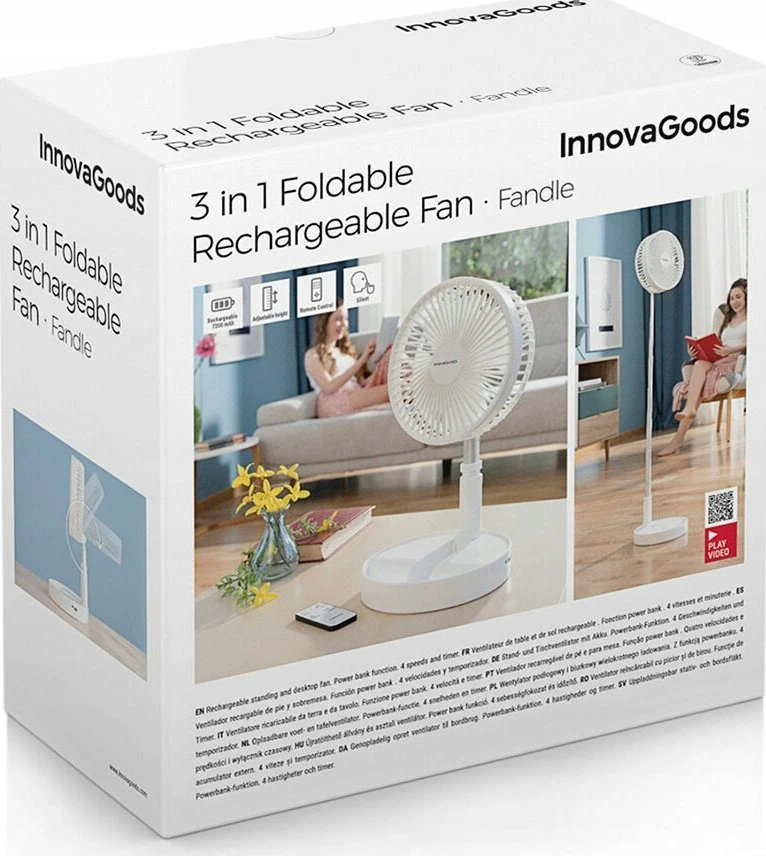 „InnovaGoods“ 3 viename sulankstomas įkraunamas ventiliatorius „Fandl“