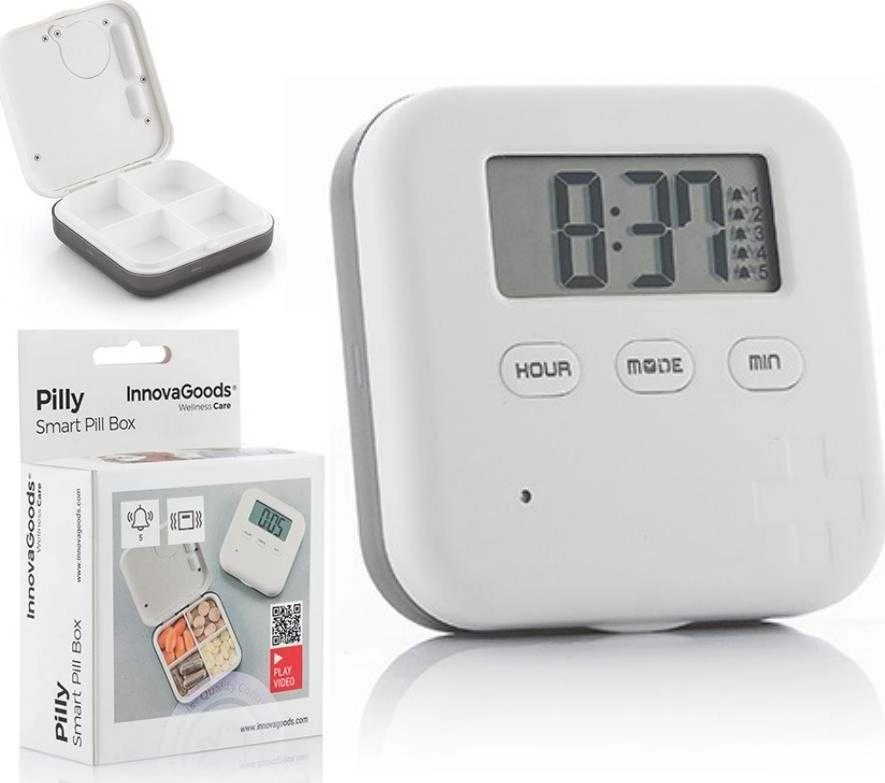 InnovaGoods Inteligentne elektroniczne pudełko na tabletki Alarm Laikrodis InnovaGoods
