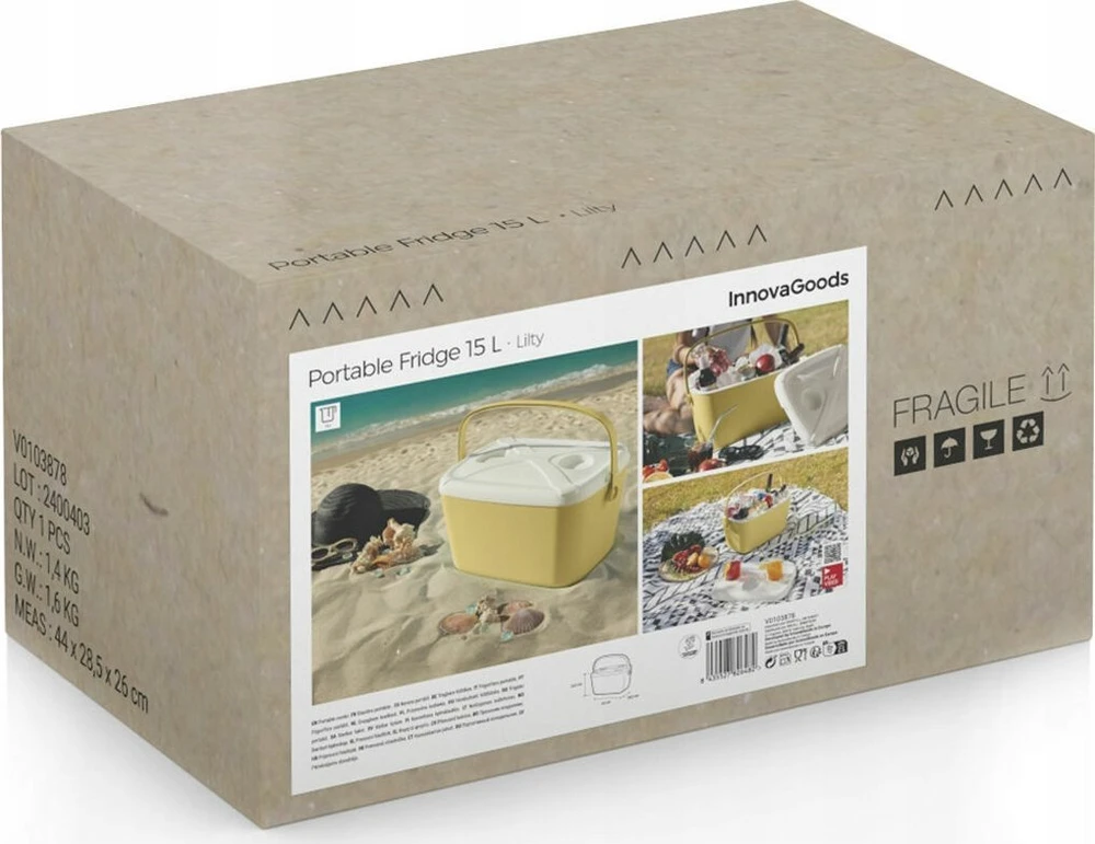 Nešiojama Kieta Aušintuvė InnovaGoods 15 L Retro Dizainas Daugiakompartmentis Dangtis Lengva ir Manevringa
