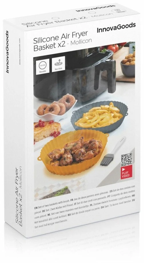 „InnovaGoods“ silikoninės formelės su šepetėliu, skirtos „Mollicon 2 vnt“ oro gruzdintuvei.