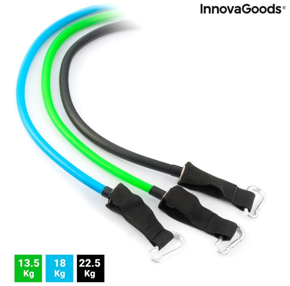 „InnovaGoods Rinkinys“ pasipriešinimo juostos su priedais ir pratimų vadovu. „InnovaGoods Tribainer“ 3 vnt.
