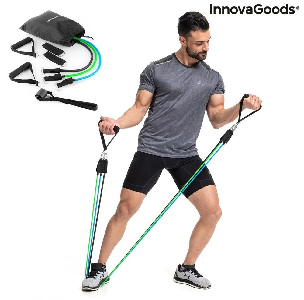 „InnovaGoods Rinkinys“ pasipriešinimo juostos su priedais ir pratimų vadovu. „InnovaGoods Tribainer“ 3 vnt.